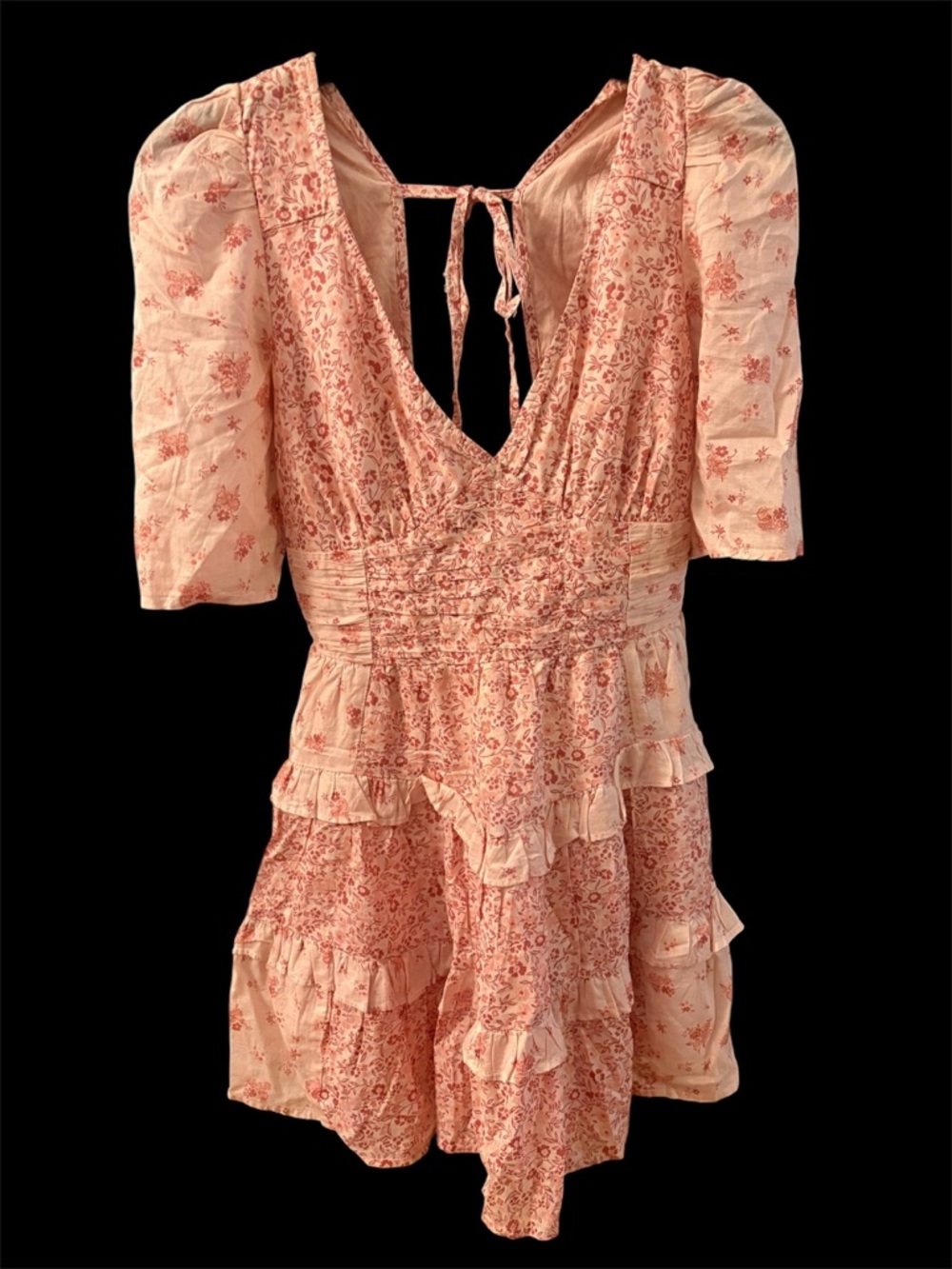 American Eagle Outfitters Pink Floral Ruffle Mini Dress